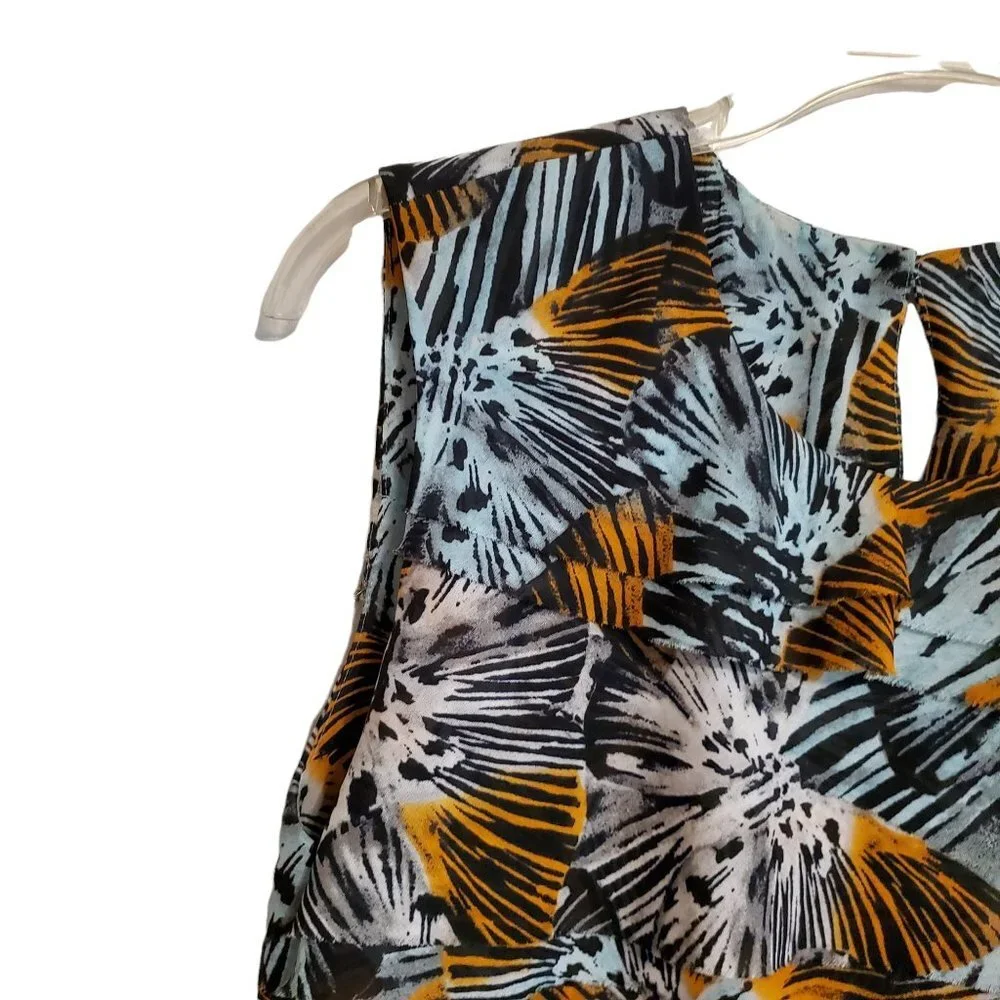 Michael Kors Sleeveless Tiered Frayed Blouse Large